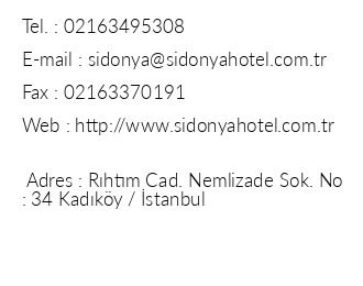 Sidonya Hotel iletiim bilgileri